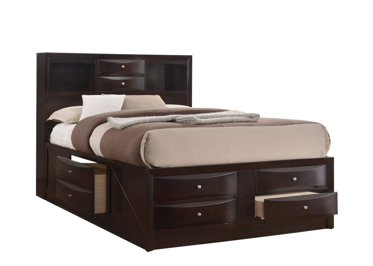 Emily Dark Cherry Queen Storage Platform Bed from Crown Mark - Luna Furniture