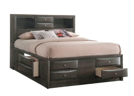 Emily Gray King Storage Platform Bed from Crown Mark - Luna Furniture