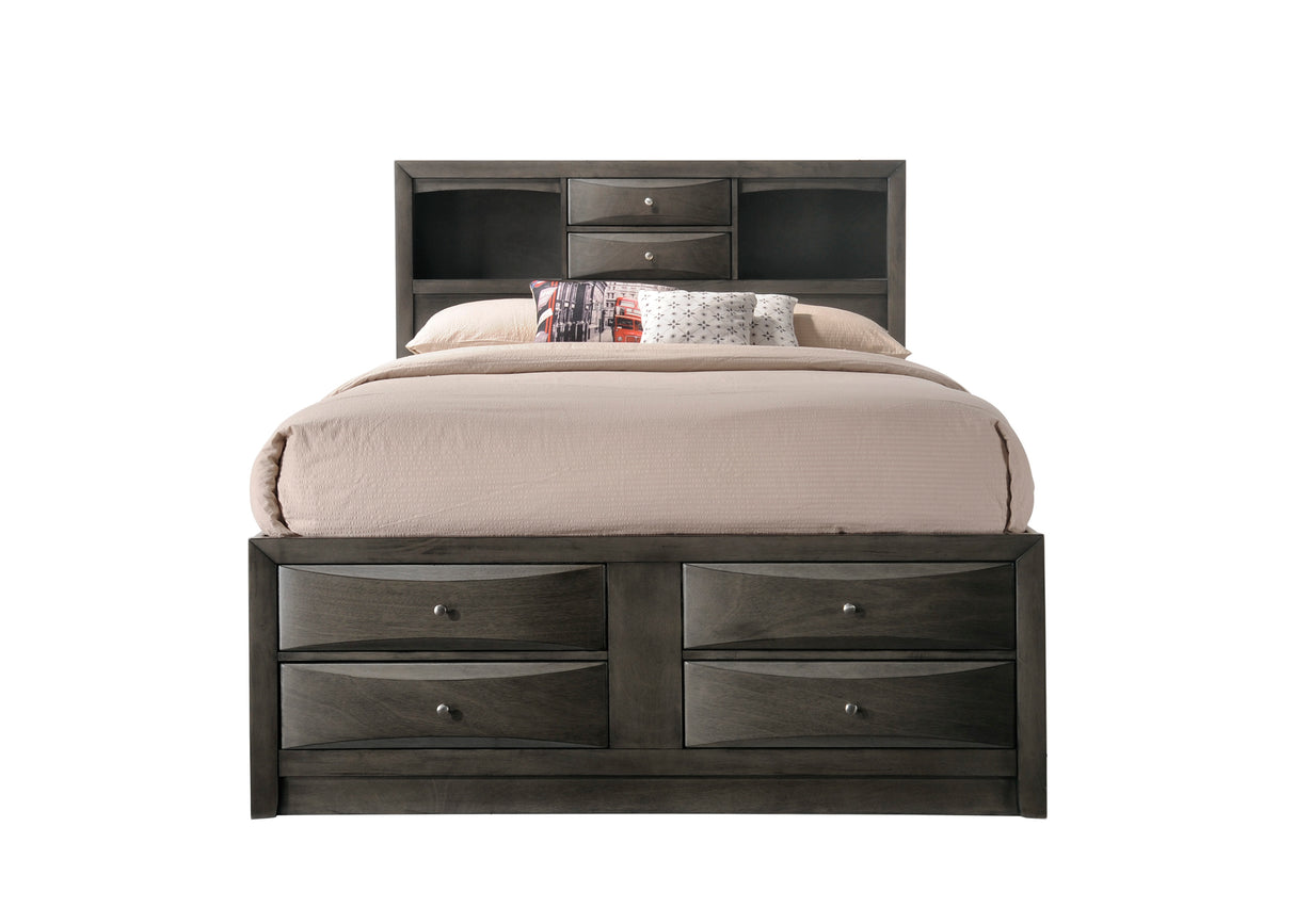 Emily Gray Queen Storage Platform Bed from Crown Mark - Luna Furniture