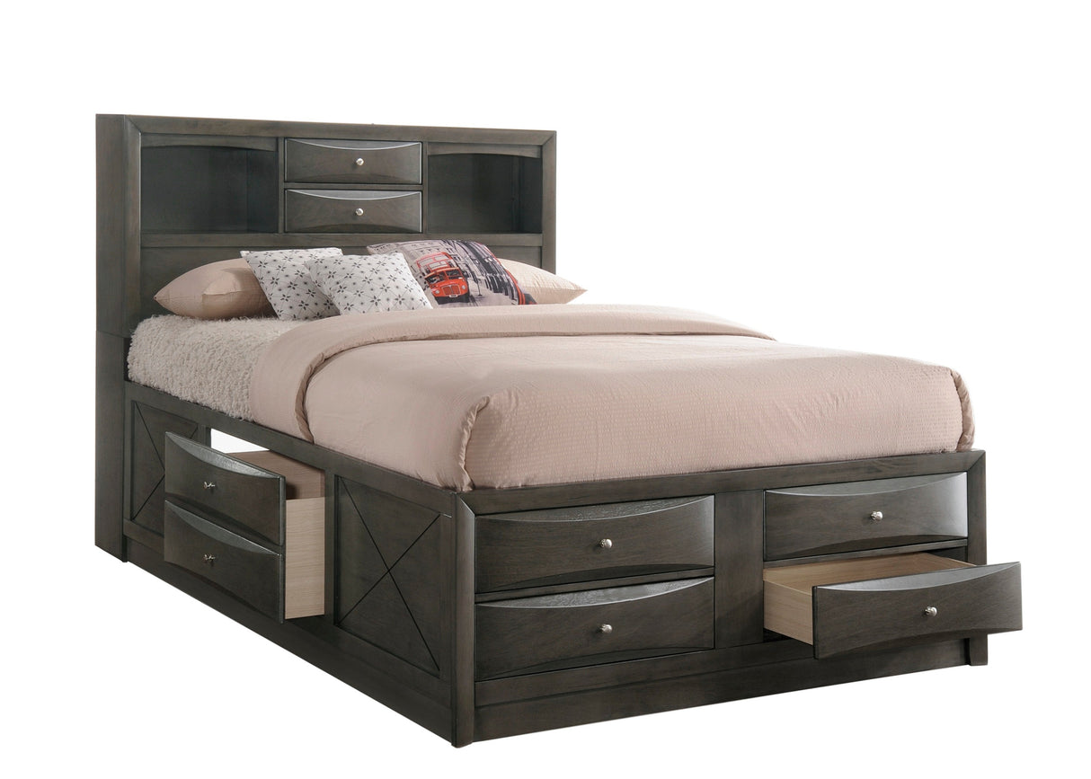 Emily Gray Queen Storage Platform Bed from Crown Mark - Luna Furniture