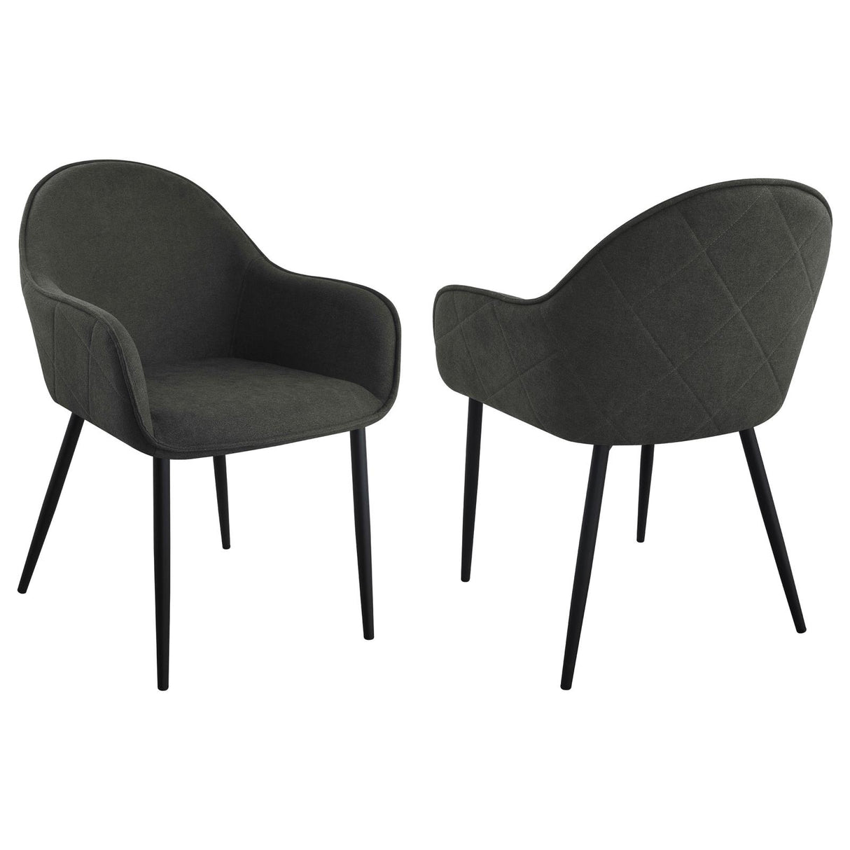 Emma Charcoal and Black Upholstered Dining Arm Chair, Set of 2 from Coaster - Luna Furniture