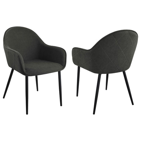 Emma Charcoal and Black Upholstered Dining Arm Chair, Set of 2 from Coaster - Luna Furniture