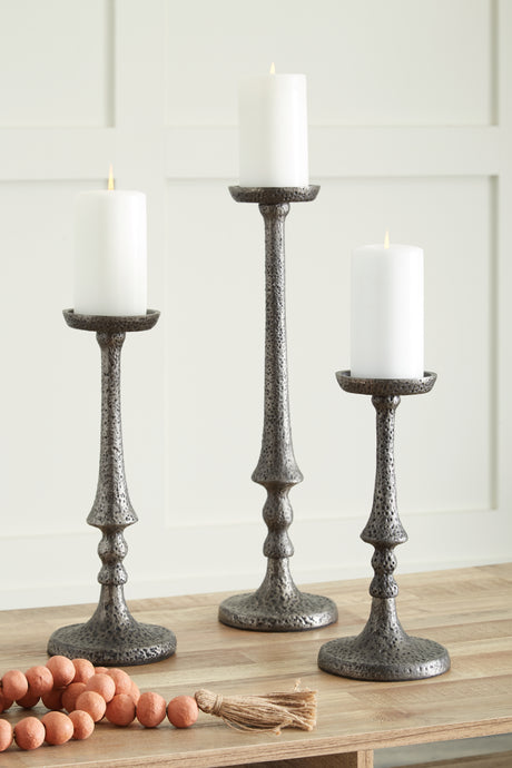Eravell Pewter Finish Candle Holder from Ashley - Luna Furniture