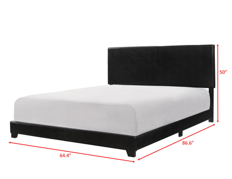 Erin Black PU Leather Queen Upholstered Bed from Crown Mark - Luna Furniture