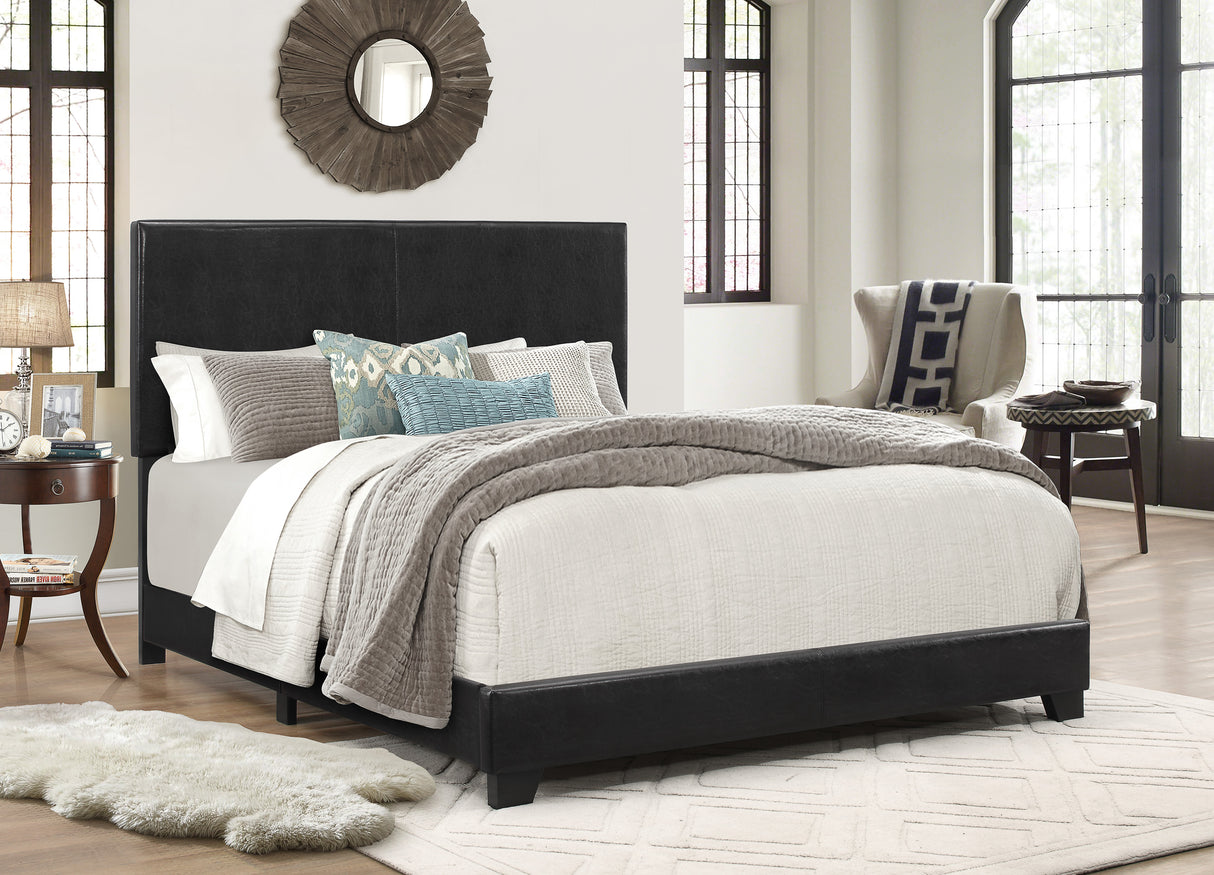 Erin Black PU Leather Queen Upholstered Bed from Crown Mark - Luna Furniture