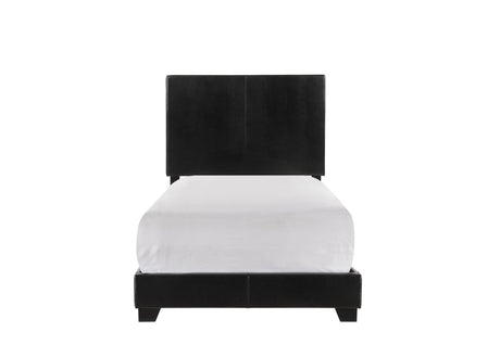Erin Black PU Leather Twin Upholstered Bed from Crown Mark - Luna Furniture
