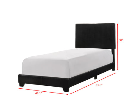 Erin Black PU Leather Twin Upholstered Bed from Crown Mark - Luna Furniture