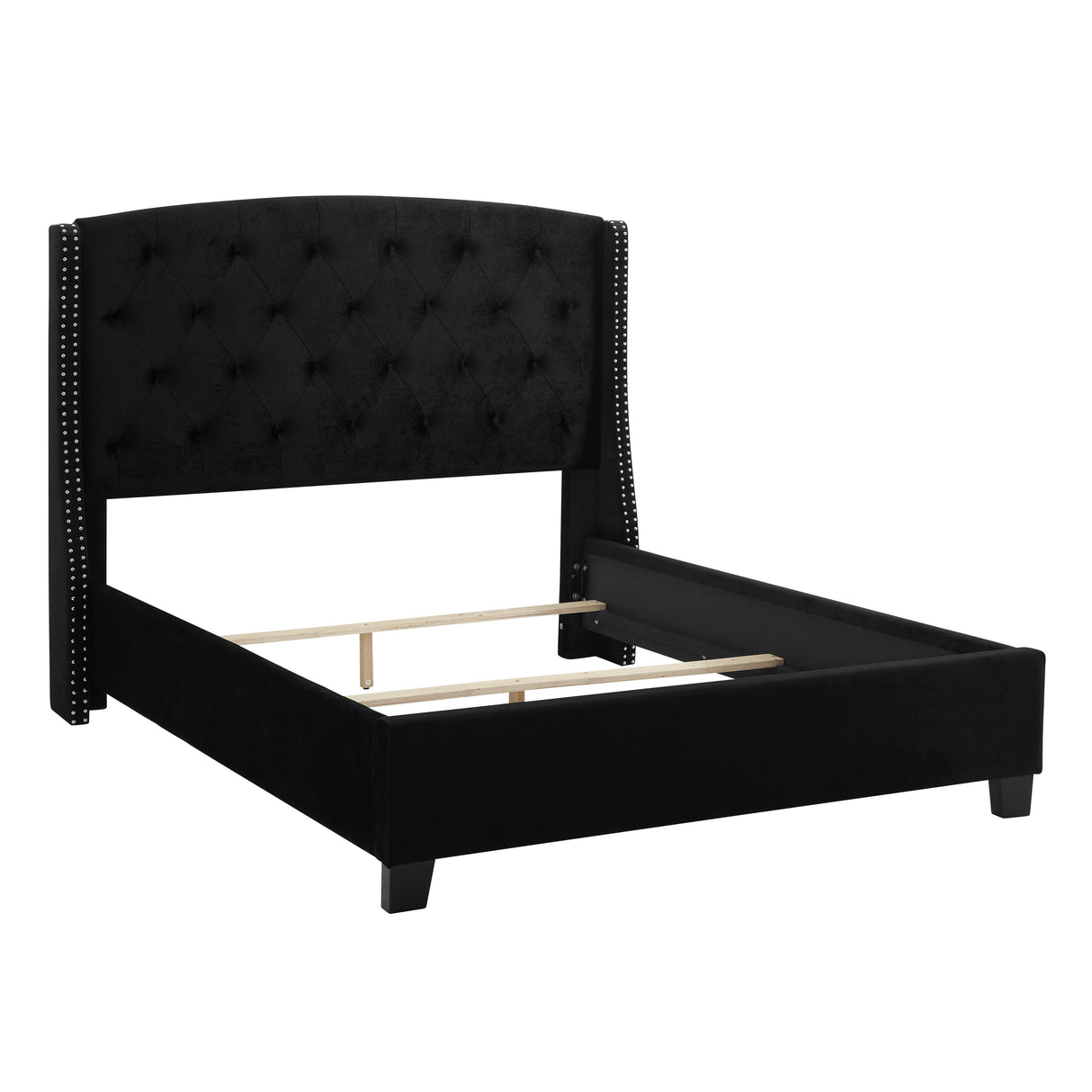 Eva Black Velvet King Upholstered Bed from Crown Mark - Luna Furniture