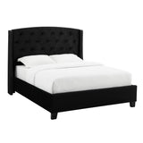 Eva Black Velvet Queen Upholstered Bed from Crown Mark - Luna Furniture