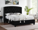 Eva Black Velvet Queen Upholstered Bed from Crown Mark - Luna Furniture