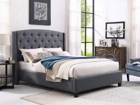 Eva Gray King Upholstered Bed from Crown Mark - Luna Furniture