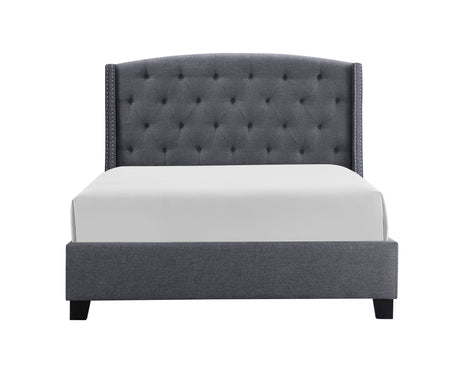 Eva Gray Queen Upholstered Bed from Crown Mark - Luna Furniture