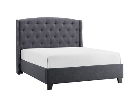 Eva Gray Queen Upholstered Bed from Crown Mark - Luna Furniture