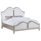 Evangeline Ivory and Silver Oak Tufted Upholstered Eastern King Platform Bed from Coaster - Luna Furniture