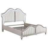Evangeline Ivory and Silver Oak Tufted Upholstered Platform Queen Bed from Coaster - Luna Furniture
