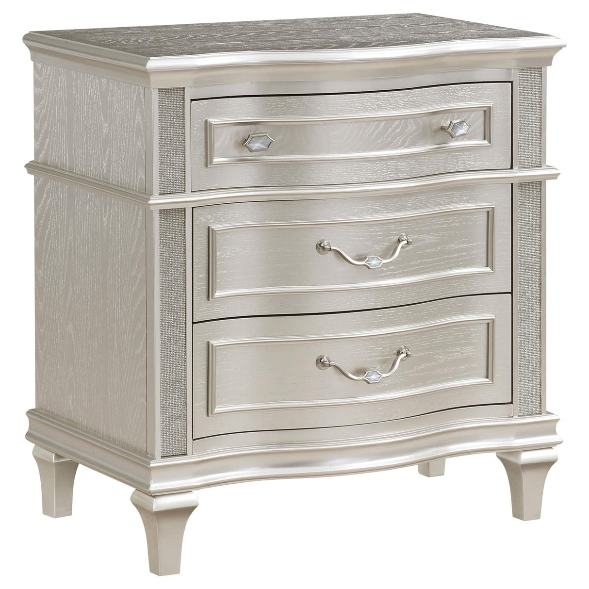Evangeline Ivory and Silver Oak Upholstered 4-Piece California King Platform Bedroom Set from Coaster - Luna Furniture