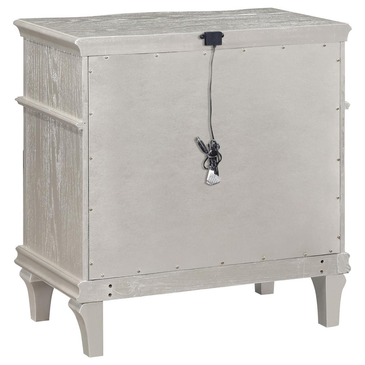 Evangeline Ivory and Silver Oak Upholstered 4-Piece California King Platform Bedroom Set from Coaster - Luna Furniture
