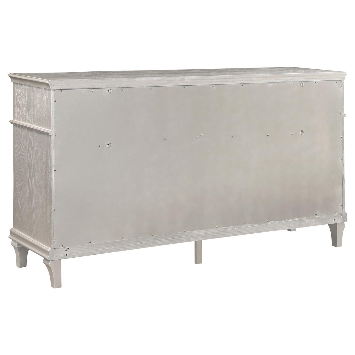 Evangeline Ivory and Silver Oak Upholstered 4-Piece California King Platform Bedroom Set from Coaster - Luna Furniture