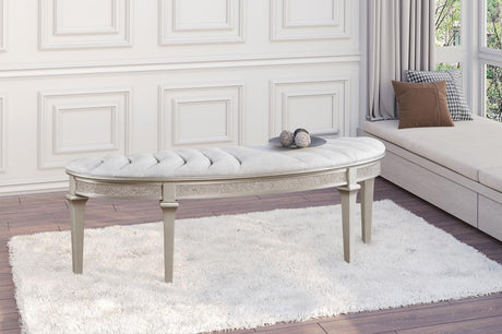 Evangeline Ivory and Silver Oak Upholstered Demilune Bench from Coaster - Luna Furniture