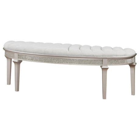 Evangeline Ivory and Silver Oak Upholstered Demilune Bench from Coaster - Luna Furniture