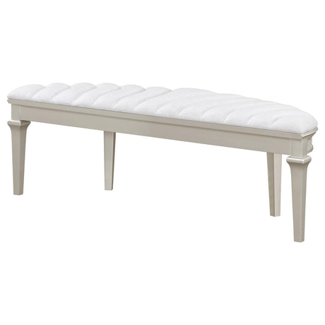 Evangeline Ivory and Silver Oak Upholstered Demilune Bench from Coaster - Luna Furniture