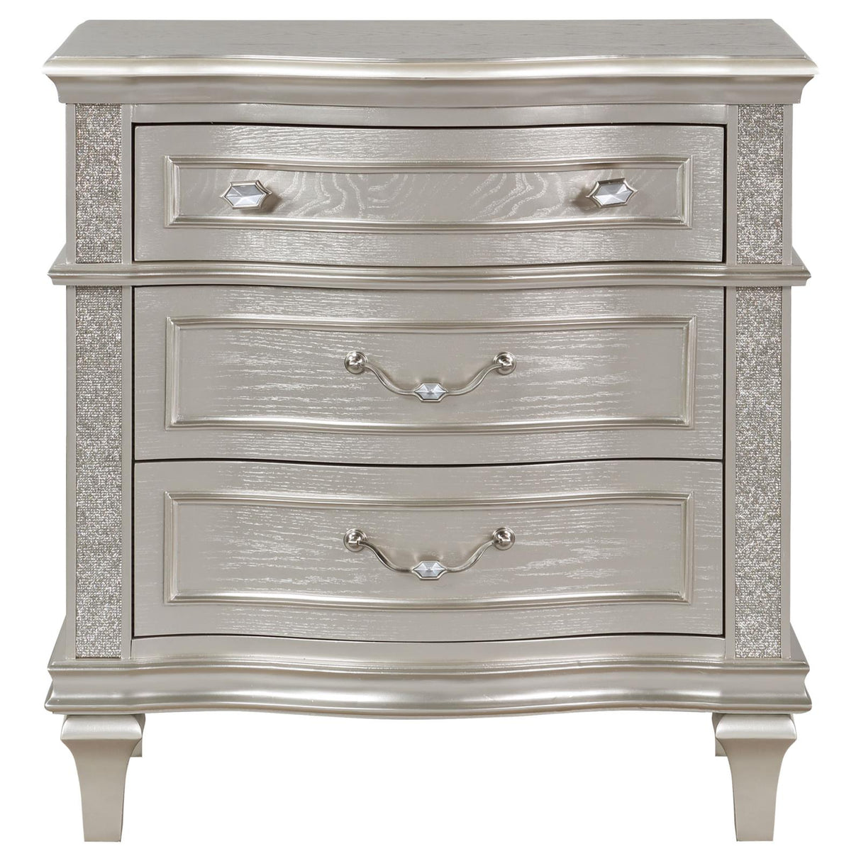 Evangeline Silver Oak 3-Drawer Nightstand from Coaster - Luna Furniture