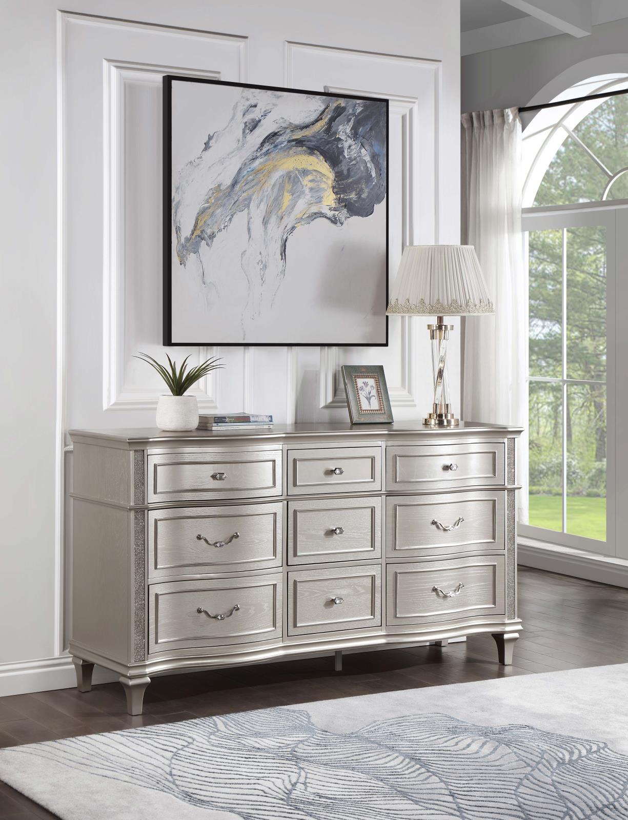 Coaster Evangeline 9-Drawer Dresser Silver Oak - Luna Furniture