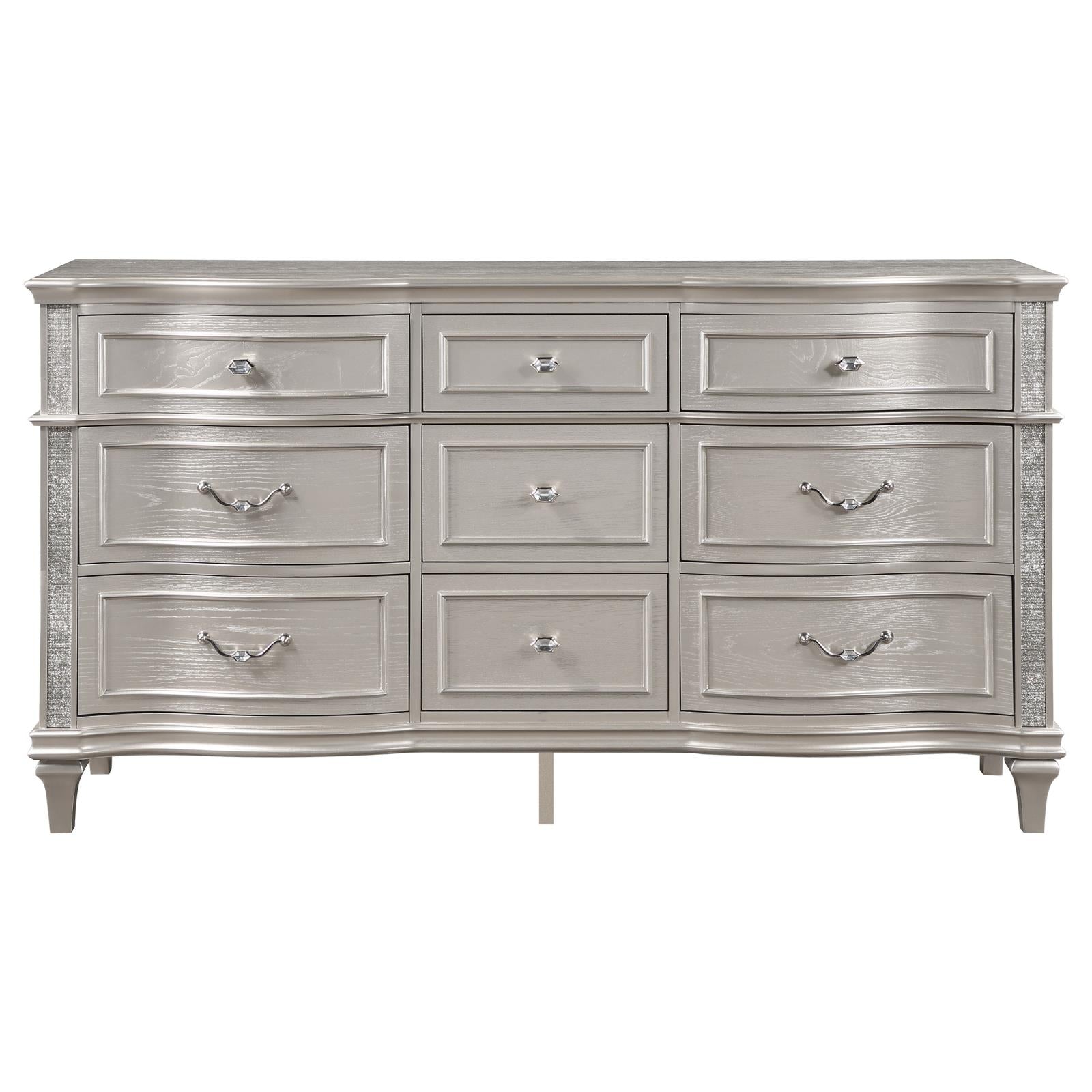 Evangeline 9-Drawer Dresser Silver Oak - Luna Furniture