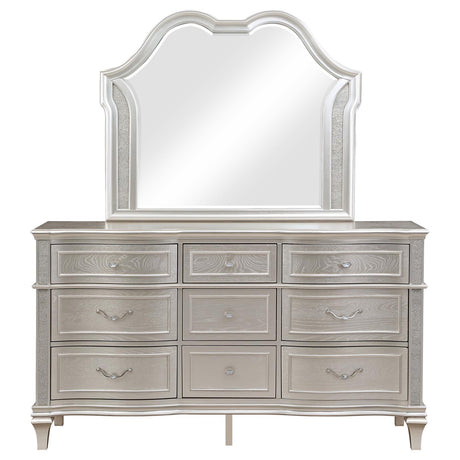 Evangeline Silver Oak 9-Drawer Dresser with Mirror from Coaster - Luna Furniture