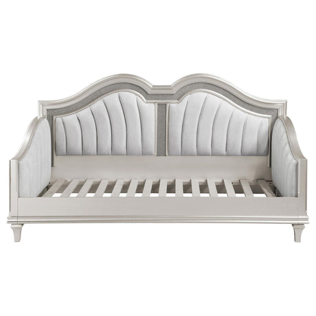 Evangeline Silver and Ivory Upholstered Twin Daybed with Faux Diamond Trim from Coaster - Luna Furniture