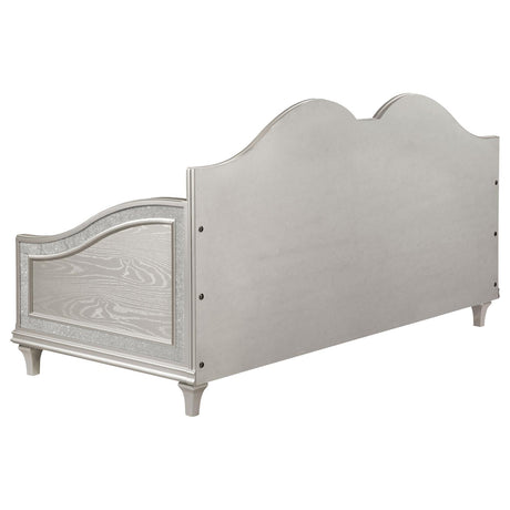 Evangeline Silver and Ivory Upholstered Twin Daybed with Faux Diamond Trim from Coaster - Luna Furniture