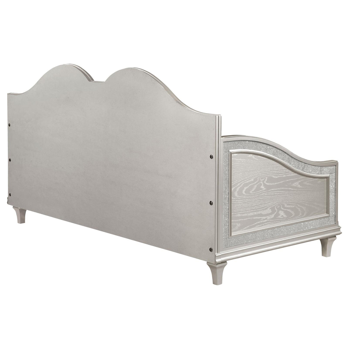 Evangeline Silver and Ivory Upholstered Twin Daybed with Faux Diamond Trim from Coaster - Luna Furniture