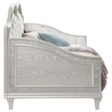 Evangeline Silver and Ivory Upholstered Twin Daybed with Faux Diamond Trim from Coaster - Luna Furniture