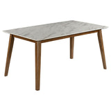 Everett Natural Walnut and Gray 5-Piece Faux Marble Top Dining Table from Coaster - Luna Furniture