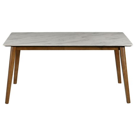 Everett Natural Walnut and Gray 5-Piece Faux Marble Top Dining Table from Coaster - Luna Furniture