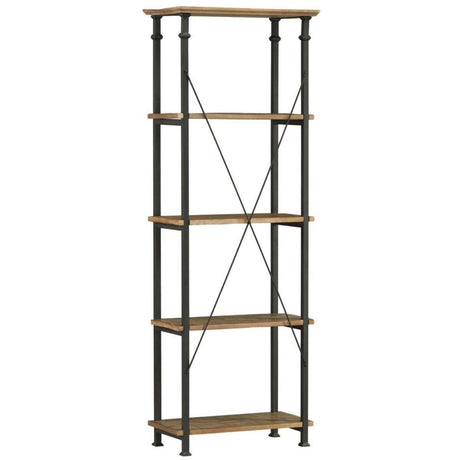 Factory Rustic Poplar & Metal Bookcase from Homelegance - Luna Furniture