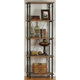 Factory Rustic Poplar & Metal Bookcase from Homelegance - Luna Furniture