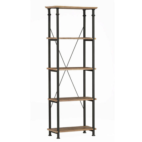 Factory Rustic Poplar & Metal Bookcase from Homelegance - Luna Furniture