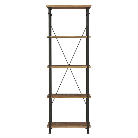 Factory Rustic Poplar & Metal Bookcase from Homelegance - Luna Furniture
