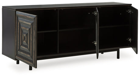 Fair Ridge Distressed Black Accent Cabinet from Ashley - Luna Furniture