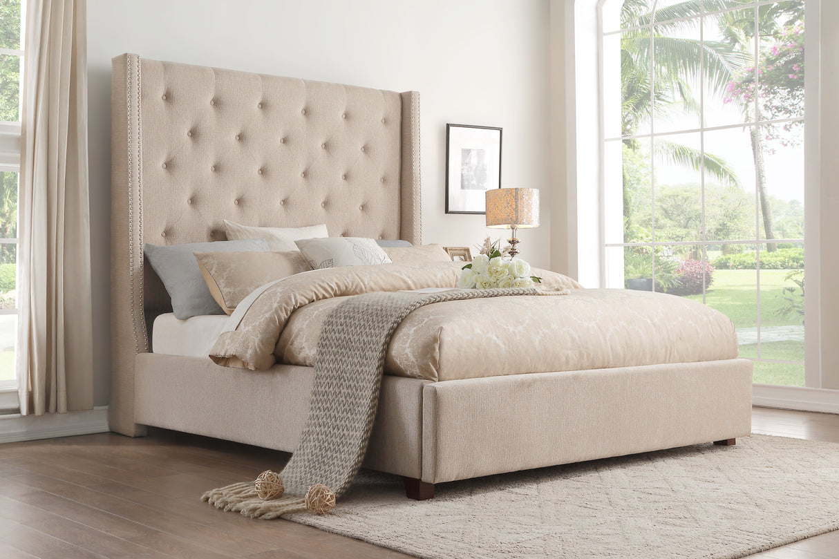 Fairborn Beige Full Upholstered Platform Bed from Homelegance - Luna Furniture