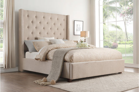 Fairborn Beige King Upholstered Storage Platform Bed from Homelegance - Luna Furniture