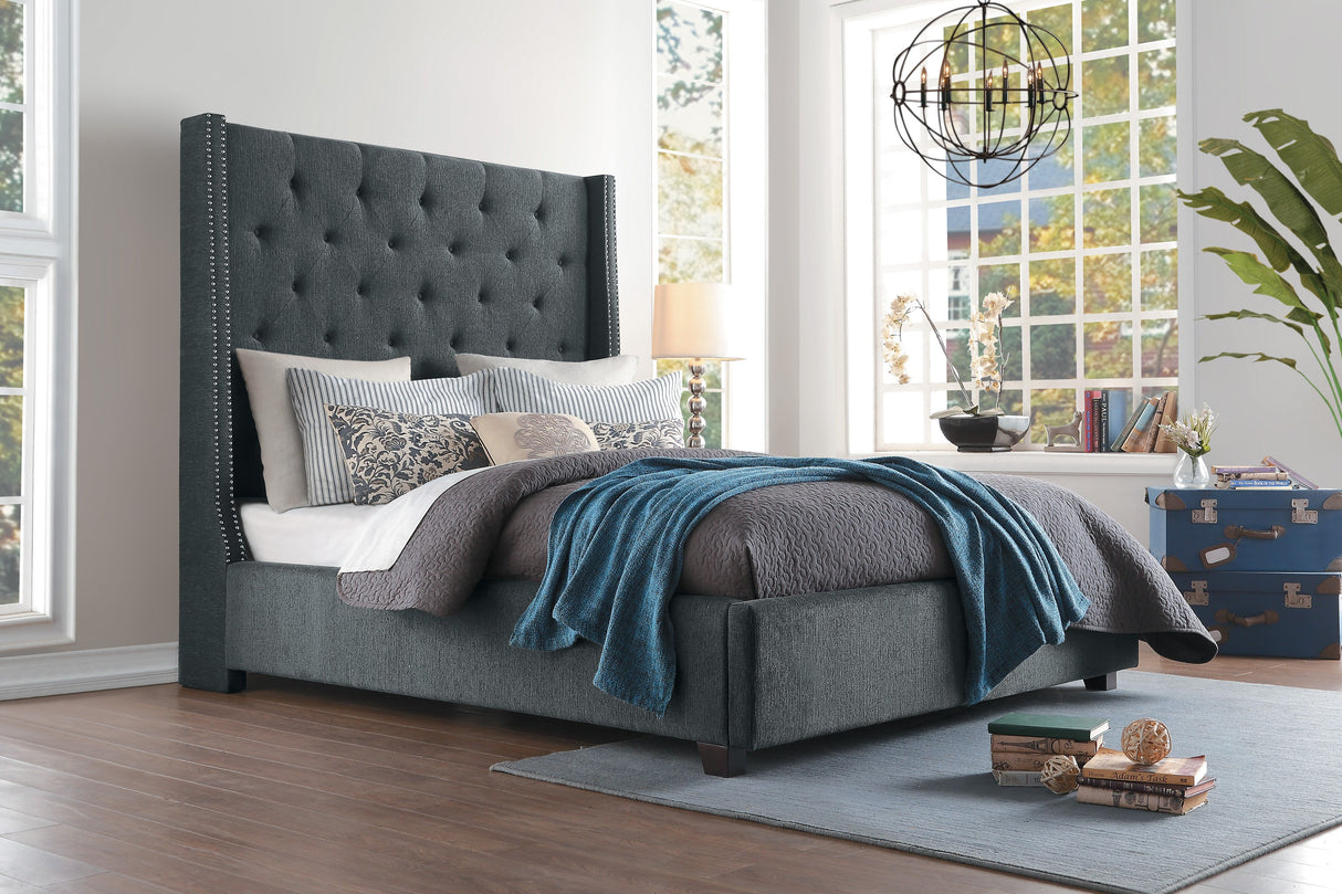 Fairborn Gray Full Upholstered Storage Platform Bed from Homelegance - Luna Furniture