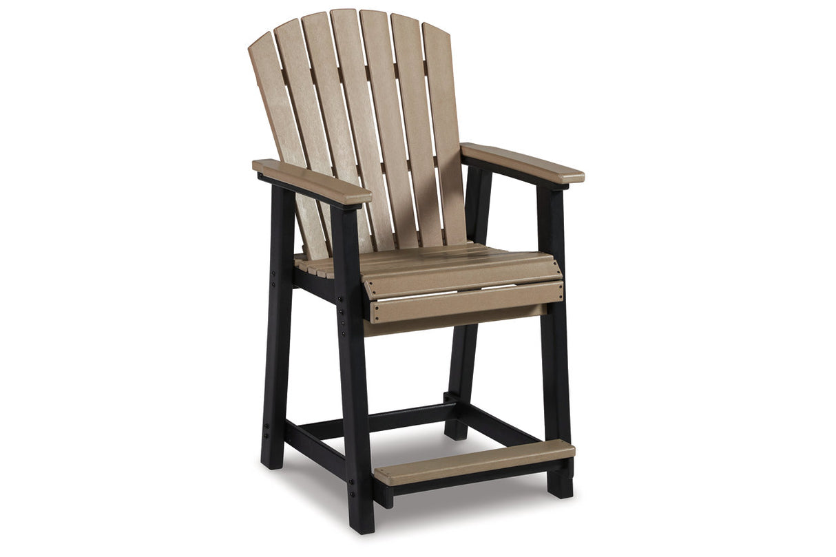 Fairen Trail Black/Driftwood Outdoor Counter Height Barstool from Ashley - Luna Furniture