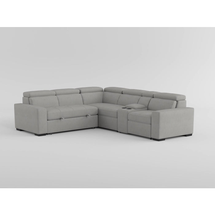 Farrah Light Gray 3-Piece Sectional with Adjustable Headrests, Pull-out Bed and Console from Homelegance - Luna Furniture