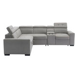Farrah Light Gray 3-Piece Sectional with Adjustable Headrests, Pull-out Bed and Console from Homelegance - Luna Furniture