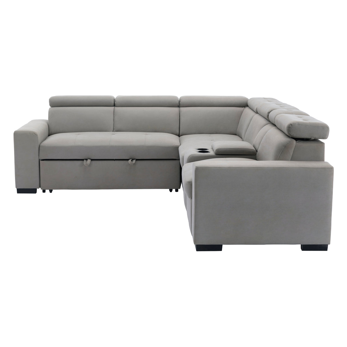 Farrah Light Gray 3-Piece Sectional with Adjustable Headrests, Pull-out Bed and Console from Homelegance - Luna Furniture