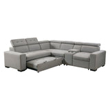 Farrah Light Gray 3-Piece Sectional with Adjustable Headrests, Pull-out Bed and Console from Homelegance - Luna Furniture