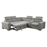 Farrah Light Gray 3-Piece Sectional with Adjustable Headrests, Pull-out Bed and Console from Homelegance - Luna Furniture