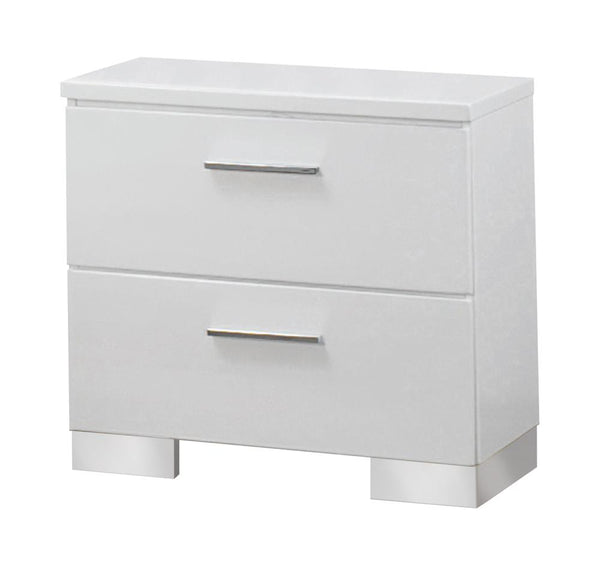 Felicity Glossy White 2-Drawer Nightstand